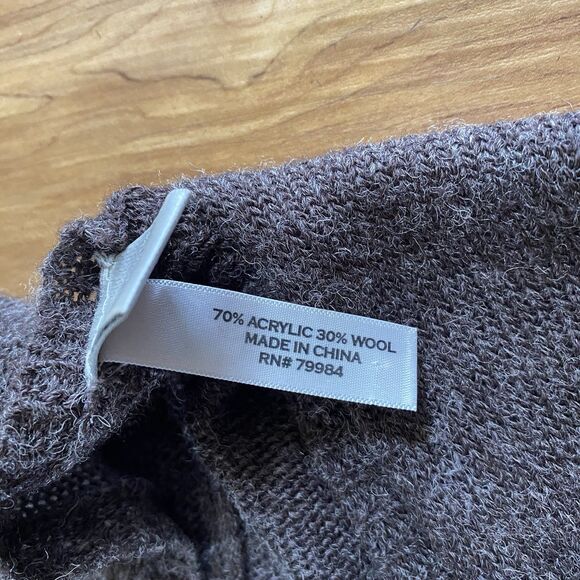 CHICO’S OS Brown Knit Wool Blend Ruana Shawl Wrap Casual Cocktail Lagenlook - Picture 10 of 16